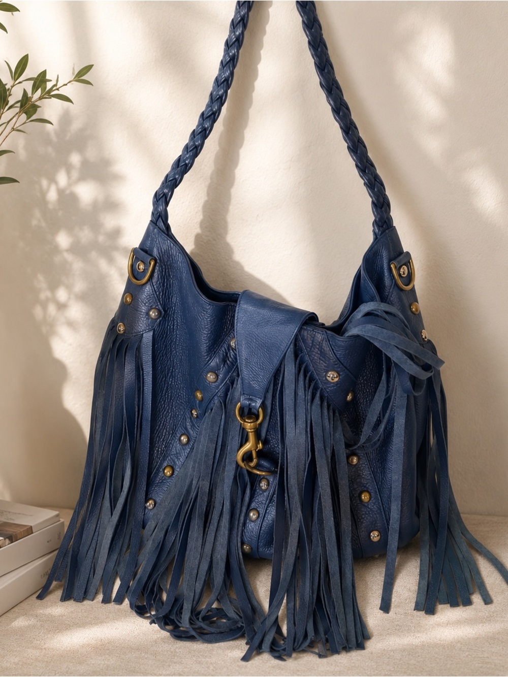 JJ WINTER Rare Jessica Blue Fringe Women's Bag